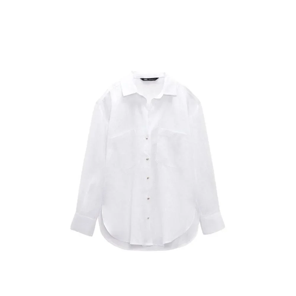ZARA LOOSE LINEN BLOUSE WHITE SIZE XS | 3241/372